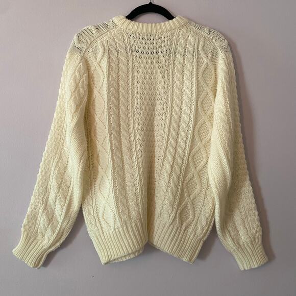 Jockey Sportswear Men's size Medium White Cream Cableknit Fishermen Sweater - Picture 7 of 9